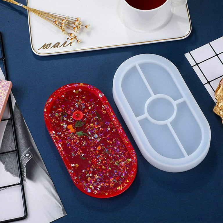 Resin Mold, Fixm Molds for Resin Casting Silicone Mold Tray with 1pcs Geode  Agate Tray Mold and 3 Pcs Gold/Silver Handles, Geode Agate Platter Molds
