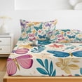 thumbnail image 6 of Twin XL Size Fitted Sheet Set - Spring Butterflies 2 Piece Bedding Sets 16" Deep Pocket Fitted Sheet with 1 Pillowcases, Summer Countryside Leaf Flowers Brushed Microfiber Hotel Luxury Bed Sheets, 6 of 9