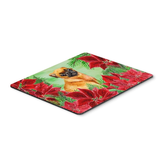 Small Brabant Griffon Poinsettas Mouse Pad Hot Pad or Trivet