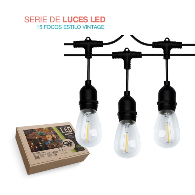 Set De Extension Serie Luces Led Focos Vintage Resistente Elly decor CS01YL-BBO