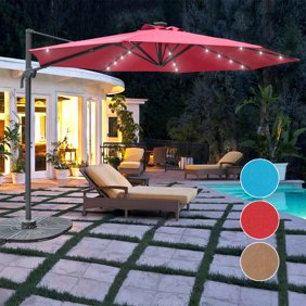 Sunrise Umbrella 9 Ft Cantilever Offset Solar 40 Led Lighted