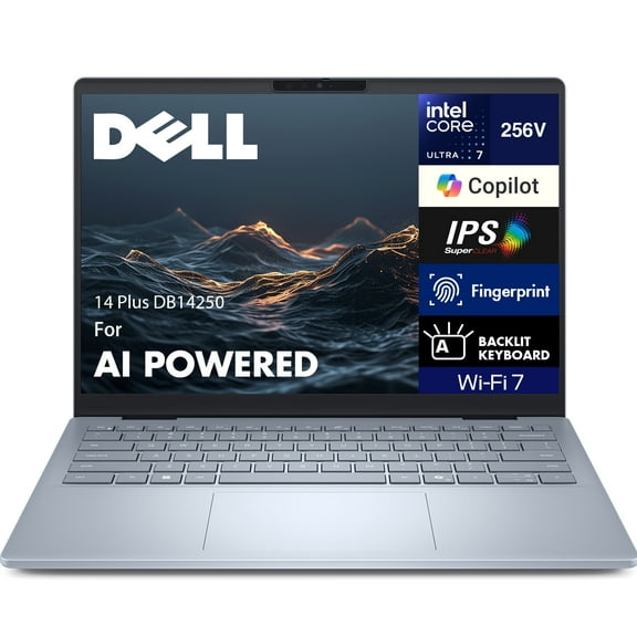 Dell 14 Plus DB14250 AI Powered Laptop 14.0in WQXGA (Intel Ultra 7-256V, 16GB LPDDR5X, 1TB PCIe SSD, Intel Arc 140V, Win 11 Pro)