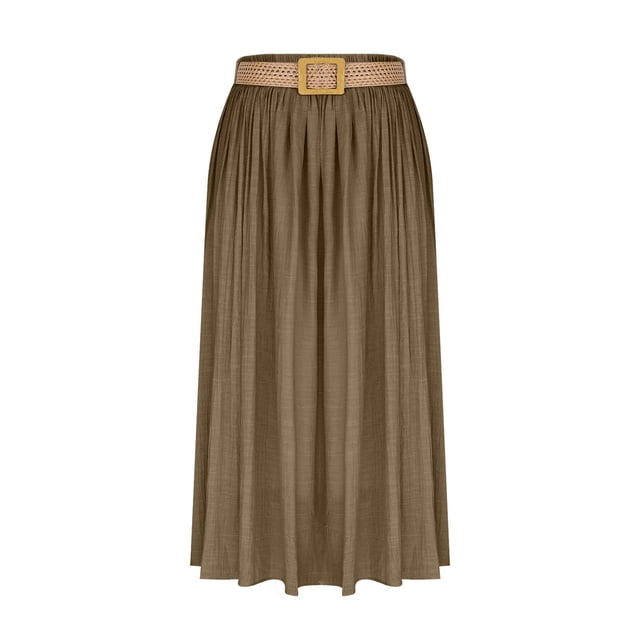 Jupes à Taille Élastique pour Femmes Jupe Décontractée Évasée Longueur Cheville en Polyester Longueur Régulière 1 Pce
