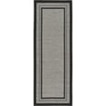 thumbnail image 1 of Unique Loom Outdoor Collection Transitional Indoor & Outdoor Casual Solid Tonal Border Area Rug, 2' 2" x 6' Runner, Gray/Black, 1 of 1