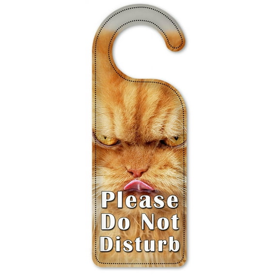 Do Not Disturb Door Knob Hanger Sign - Angry Cat