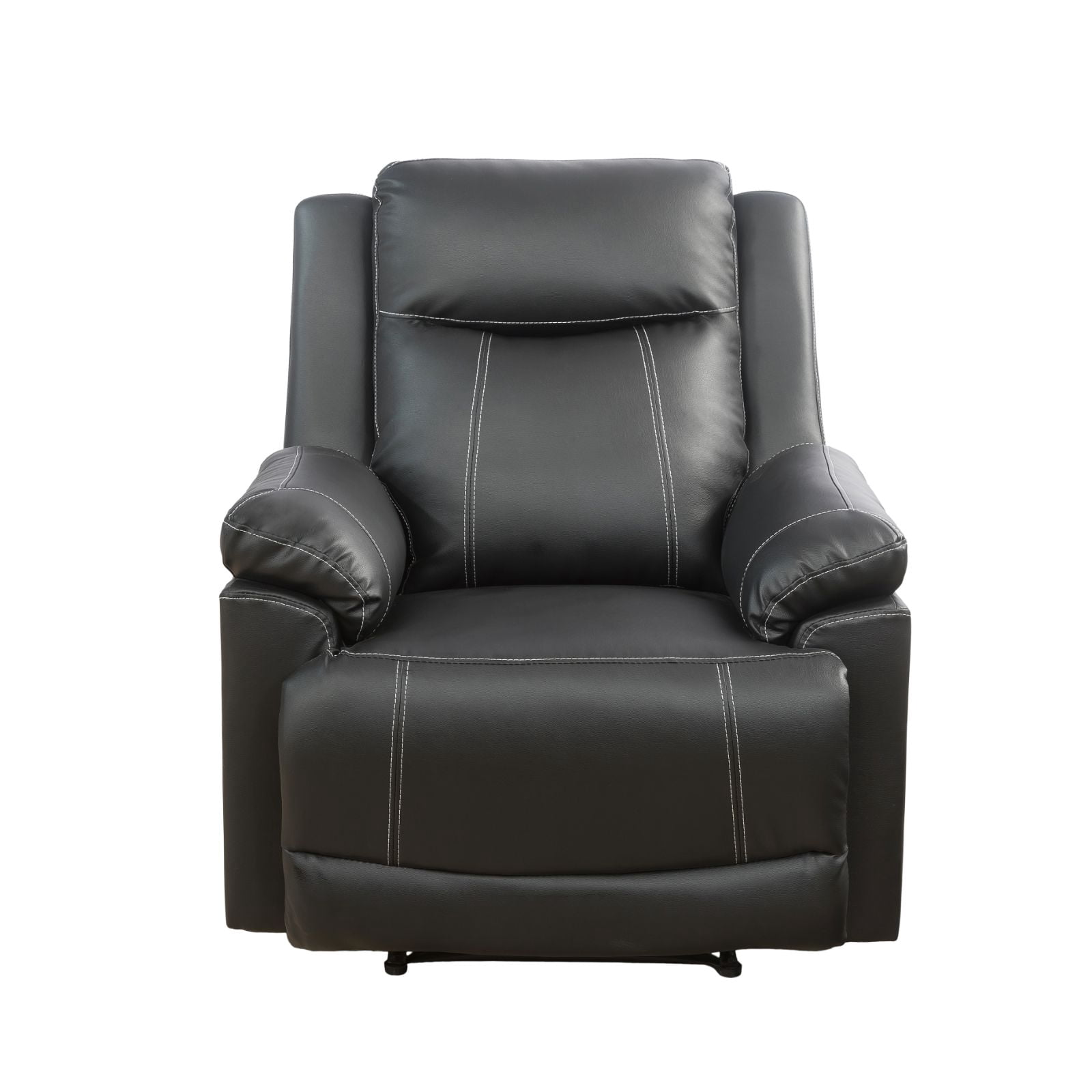 TrumanPick Manual PU Leather Recliner Chair,Overstuffed Recliner Sofa Armchair Home Theater for Living Room, Black