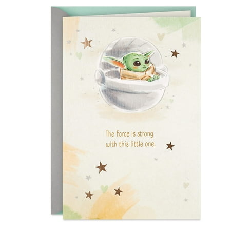 Hallmark Star Wars Baby Shower Card for New Parents (Baby Yoda, Force is Strong) Welcome New Baby, Congratulations, Gender Reveal