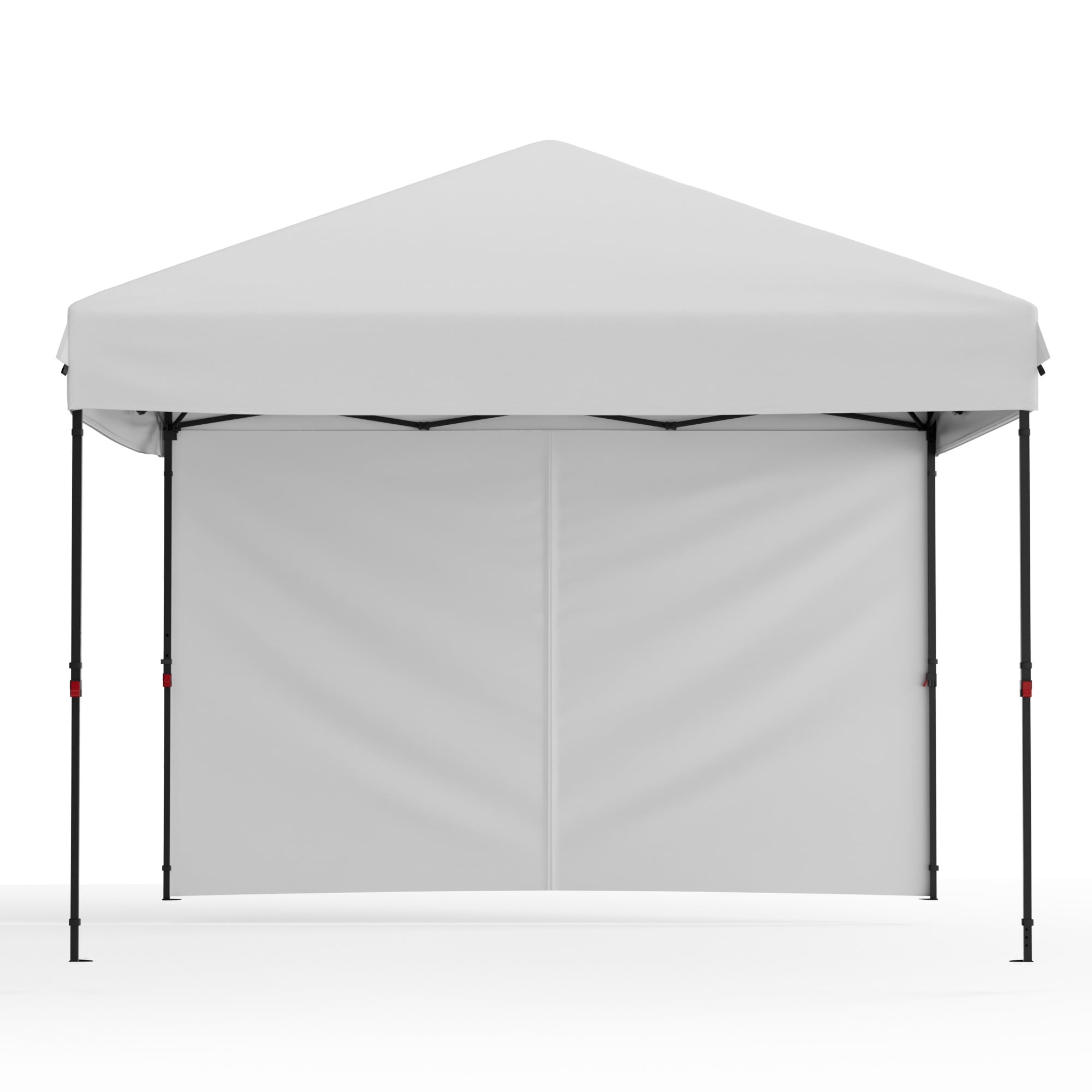 Heavy Duty Pop Up Canopy Tent 10x10 FT, Waterproof & UV-Resistant Outdoor Shelter,1 Removable Sidewall, One-Person Easy Setup, Adjustable Height Roller Bag & 4 Weight Bags Garden, Beach, Picnic,White