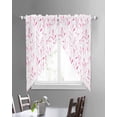 thumbnail image 3 of Pink Leaf Swag Valances for Windows, Modern Botanical Foliage Plant Country Flower Rod Pocket Sheer Valances for Large Windows, Swag Toppers Light Filtering for Kitchen Living Room 2 Panels 36''x63'', 3 of 6