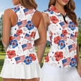 thumbnail image 5 of Aplkyhs American Flag Matching Golf Shirts for Couple Flower Breathable Fabric Golf Tennis Tank Top Racerback Design for Outdoor Sports Moisture Wicking Soft and Comfortable, 5 of 6