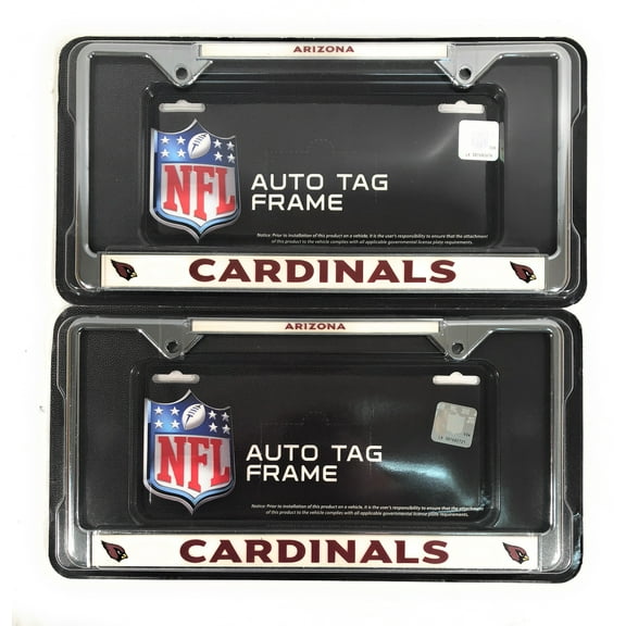 Arizona Football Cardinals Chrome Metal License Plate Frame Set of 2