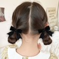 thumbnail image 2 of CXHEGBEJ Velvet Hair Bows Claw Clip For Female 3" Hair Ribbon Clips Alligator Clips Hair for Women Party Dress Headwear Hair Styling Accessories Black, 2 of 7
