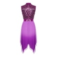 thumbnail image 4 of Raenseen Womens Worship Praise Dance Dress Glittery Sequined Bodice Gradient Mesh Irregular Hem Dresses Purple XXL, 4 of 6