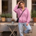 thumbnail image 5 of TQWQT Womens Vintage Washed Zip Up Hoodie Oversized Drop Shoulder Jacket American Casual Kangaroo Pocket Gradient Tie Dye Sweatshirt Loose Fit Long Sleeve Outerwear Streetwear Fashion Tops Pink XL, 5 of 5