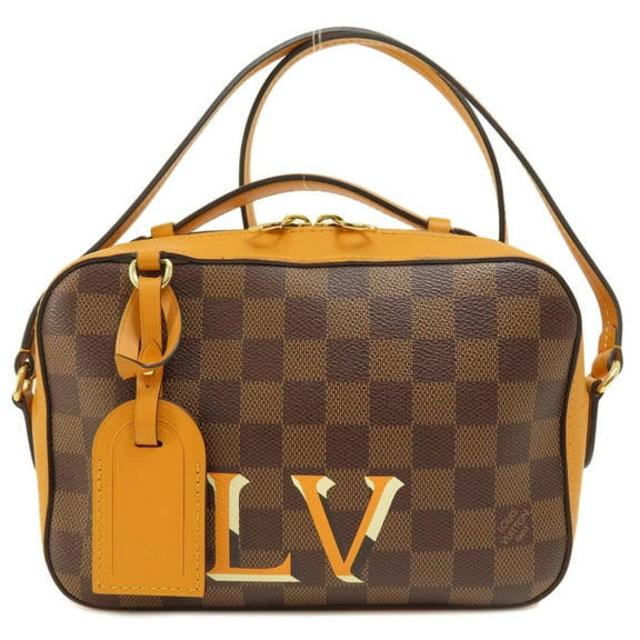 Pre-Owned Louis Vuitton N40178 Santa Monica Saffron Damier Ebene Shoulder Bag Canvas Women's (Good)