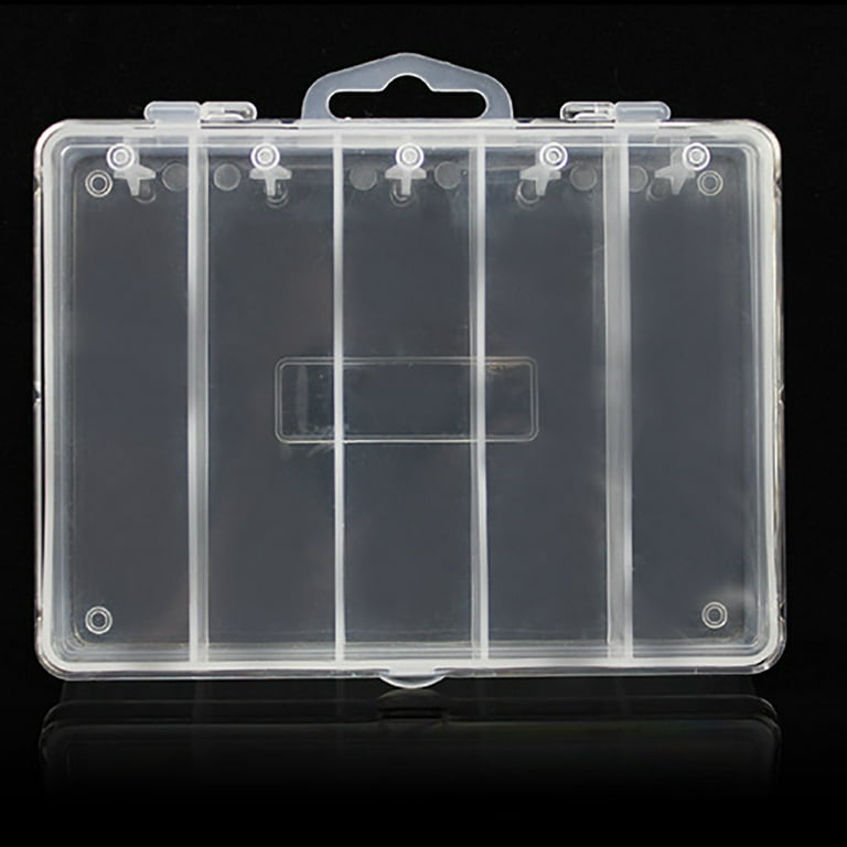Solacol Small Plastic Storage Containers Plastic Fishing Bait Hook Tackle Storage Box Case Container 5 Compartments Small Plastic Storage Box, Clear