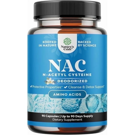 NAC Pills 600mg per serving with Vanilla - High Absorption Non Smelly N-Acetyl Cysteine NAC Supplement Capsules Nature's Craft - Glutathione Precursor for Lung Health Immune Boost and Liver Support