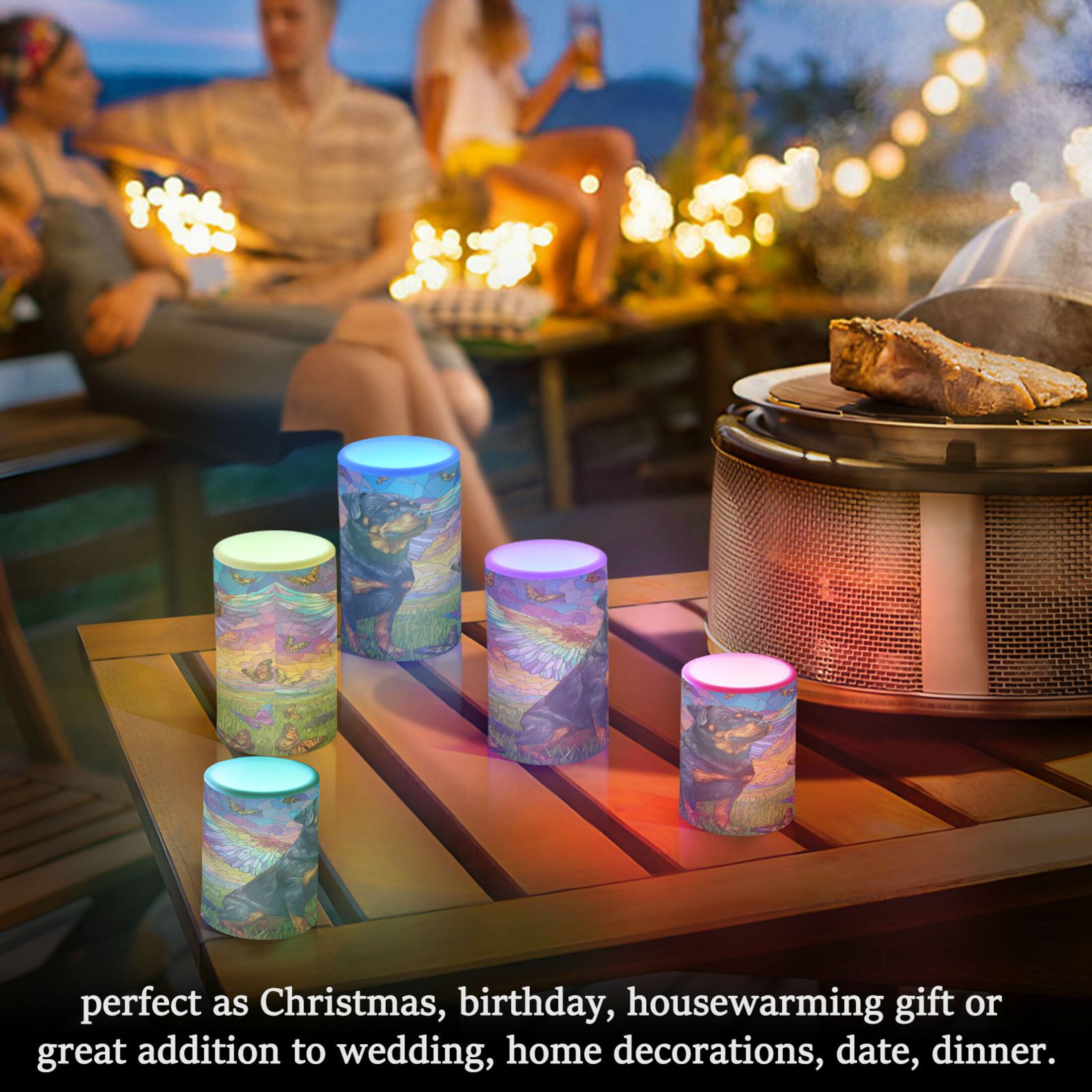 Wobogo Rottweiler Dog Combo Flameless Flickering Candle Light with Remote Control and Timer for Romantic Atmosphere
