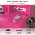 thumbnail image 6 of Furmax Light's and Mirror Drawer and Power Outlet Vanity Tables & Table & Bench Sets Deep Pink, 6 of 7