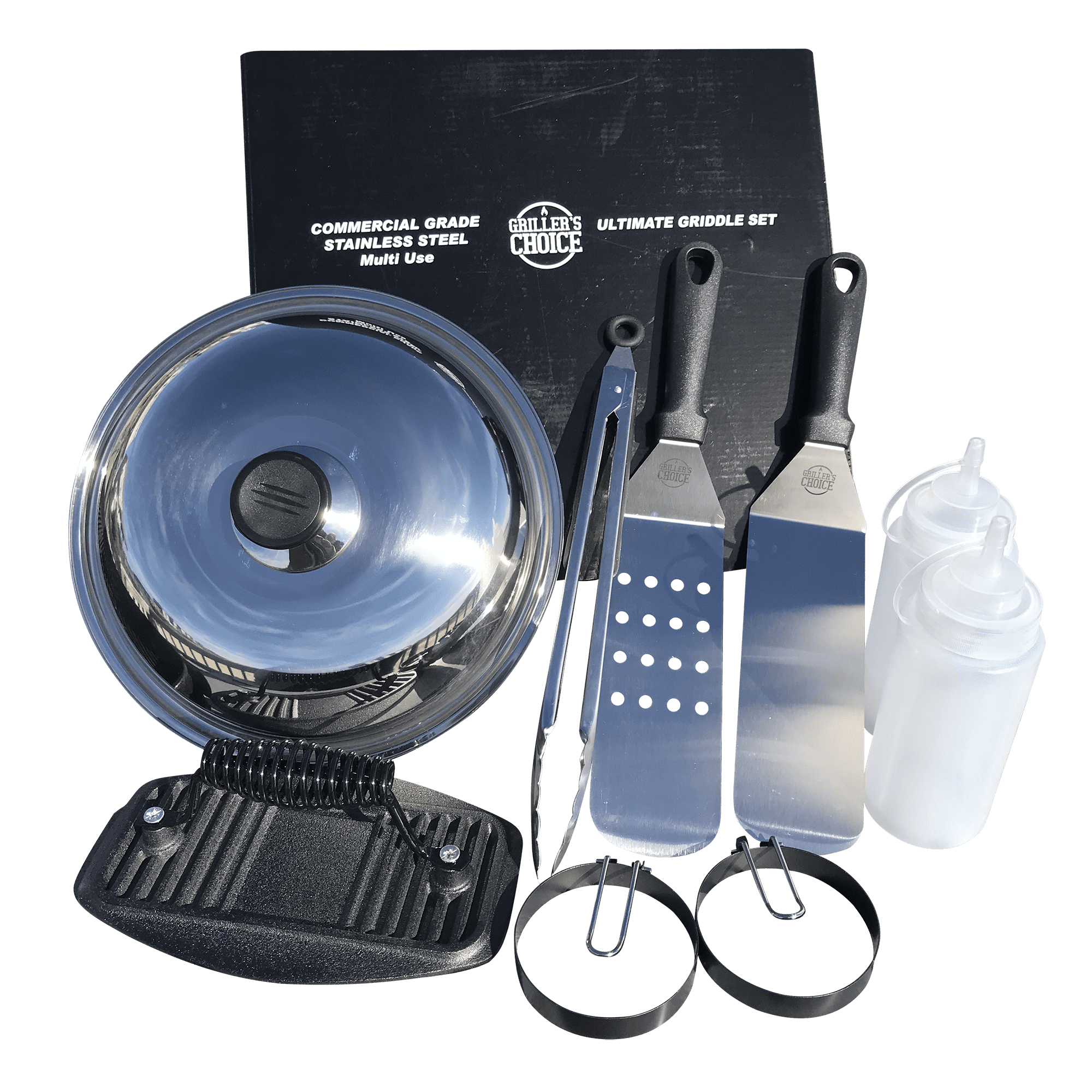 Grillers Choice - Ultimate Griddle Accessories Set - Metal Spatula Set for Blackstone and Camp Chef, Commercial Heavy Duty Stainless Steel Grilling Tools - Designed by Chef and BBQ Judge