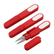 Plastic Coated Metal Sewing Tool Craft Yarn Cutter Scissors Red White 3pcs