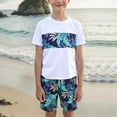 thumbnail image 2 of Curenmufel Youth Boys Swim Set Neon Rash Guard Swimsuits Short Sleeve and Swim Trunk 2 Piece Quick Dry Bathing Suits Sets Sunsuit 12-16 Years (White,Size 13 Years), 2 of 6