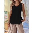 thumbnail image 6 of Linen Tank Tops for Women Summer Casual Loose V Neck Sleeveless Shirts Blouses Tunic Tops Black M, 6 of 9