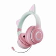 thumbnail image 4 of Ear Glowing Cat Ear Headphones Foldable Over Ear Gaming Headset With Colorful Lights Wireless Earphone With Detachable Microphone 3.5mm Wired Music Headphone Foldable Adjustable, 4 of 6