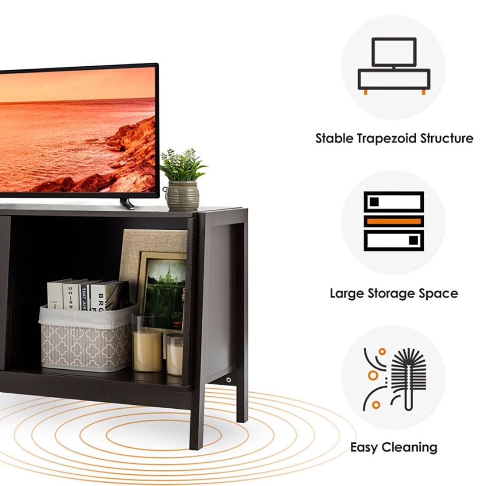 Finihen TV Stand, TV Cabinet, Modern Entertainment Cabinet with Sliding Doors, Media Entertainment Center with Storage, for Living Room, Bedroom, Dark Brown