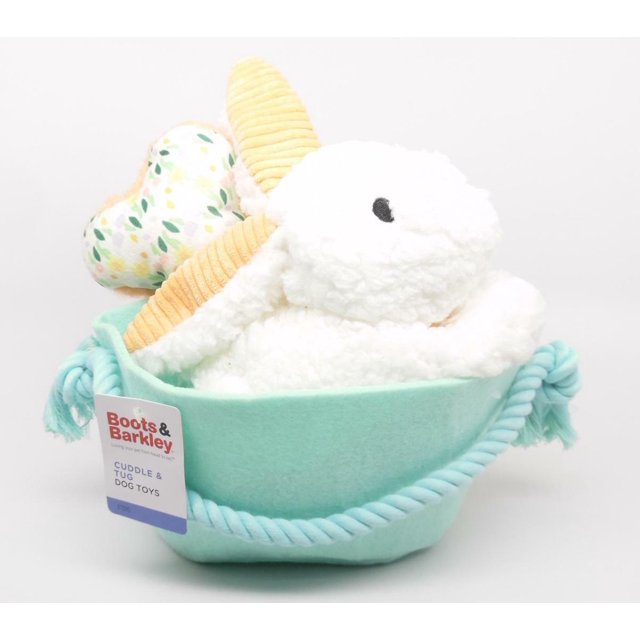 Boots & Barkley Cuddle & Tug Dog Toys Easter Basket Dog Toy Set 3pc