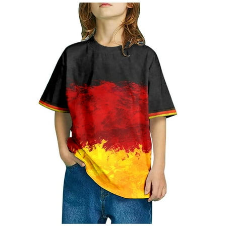

Tops for Girls Print Germany Theme Number Casual Crewneck Graphic Plus Size Shirt Printed Cute Tops for Teen Girls