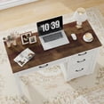 thumbnail image 7 of Farmhouse Executive Desk with Drawers, Wood Computer Desk with Ample File Drawer, Rustic Home Office Desk with Storage for Bedroom, Living Room, White, 7 of 7