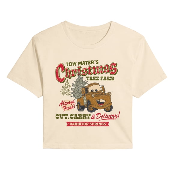 Cars - Tow Mater's Christmas Tree Farm - Juniors Cropped Graphic T-Shirt