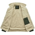 thumbnail image 3 of HOW'ON Men's Winter Casual Sherpa Lined Jacket Multi Pockets Quilted Warm Coat Army Green L, 3 of 7