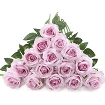 12PCS Artificial Roses Silk Flowers Fake Roses Bouquet Long Stem for Home Wedding Decoration Party (Wine)