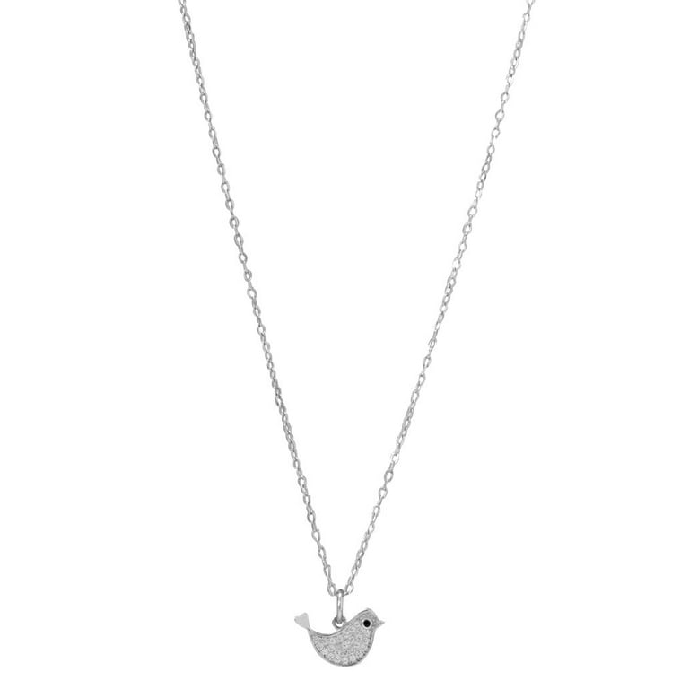 Sweet Bird Necklace with Cubic Zirconia Rhodium-plated Sterling Silver Sweet Bird Necklace with Cubic Zirconia Rhodium-plated Sterling Silver