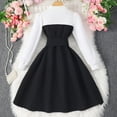 thumbnail image 5 of Zanarzt Toddler Baby Girls Long Sleeve Cotton Dress Girls Long Sleeve Skirt Comfortable Breathable Fashion Color Blocked Girls Princess Dress Black,10-11 Years, 5 of 8