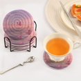 thumbnail image 3 of 6 Pcs Drink Coasters with Holder 3.94in Woven Coasters for Drinks Pink Butterflies Flying Coaster Set for Protection Table, 3 of 7