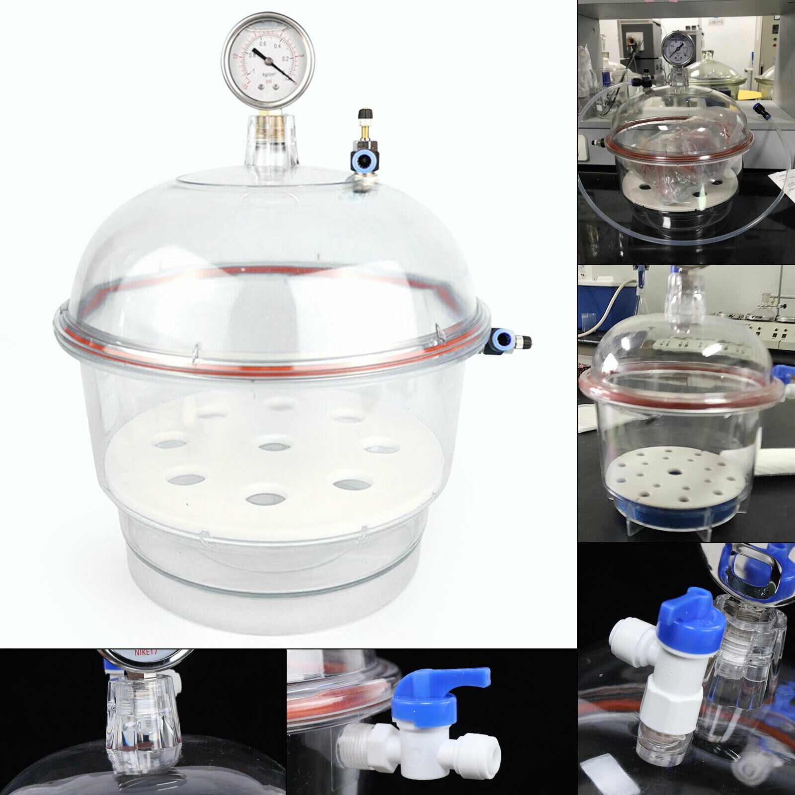 CNCEST 150mm Polycarbonate Vacuum Desiccator Laboratory Dessicator