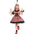 thumbnail image 6 of Playtopia Big‑Girls 3‑Piece Circus Clown Cosplay Costume Short‑Sleeve Ruffled Dress With Matching Wrist Cuffs And Cone Hat Set Size XS‑XL, Plus Size Friendly, 6 of 7