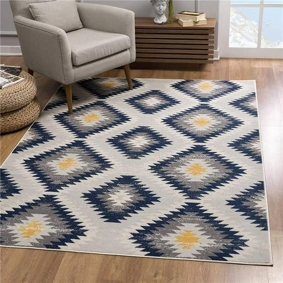 8 x 11 ft. Blue & Gray Kilim Pattern Area Rug