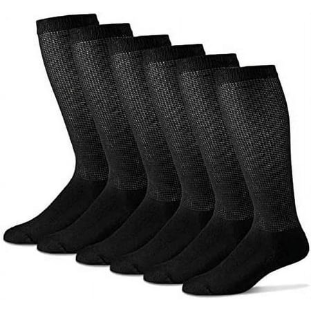 GERVRA Diabetic Knee High Over The Calf Socks for Men and Women with Full Sole 3 Pairs (10-13, Black)