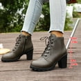 thumbnail image 6 of Wensltd Leather Boots for Women Brown Low Chunky Heel Daily Fashion Fall Boots Lightweight, 6 of 9