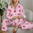 thumbnail image 4 of Goofa Strawberry And Heart Printed Women’s 2 Piece Pajama Set Super,Pajamas Women's Long Sleeve Sleepwear Soft Button Down Loungewear Pjs Lounge Set Nightwear-Large, 4 of 9