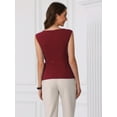 thumbnail image 3 of DARING DIVA Women's Elegant Side Tie Wrap Cap Sleeve Blouses S Burgundy, 3 of 6