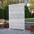thumbnail image 2 of Tcbosik Metal Privacy Screen Outdoor, 76"H x 48"W freestanding Decorative Privacy Screen for Patio Deck Balcony Garden, Easy Assembly, White, 2 of 8