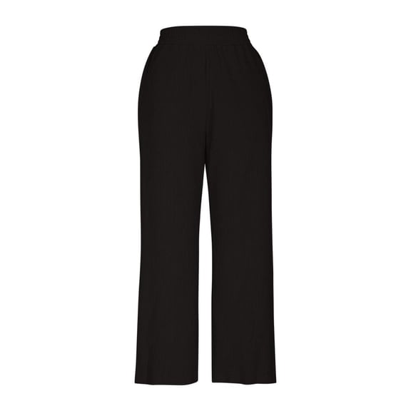 BXSRUTA Women's Mid-Rise Elastic Waist Casual Pants Comfy Stretchy Solid Color Long Trousers Daily Wear Multiple Sizes