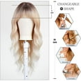 thumbnail image 5 of Long Curly Ombre Blonde Wigs With Bangs Wig for Women Synthetic Hair Wig for Party Cosplay Daily Use -26 inches(Beige Wig), 5 of 6