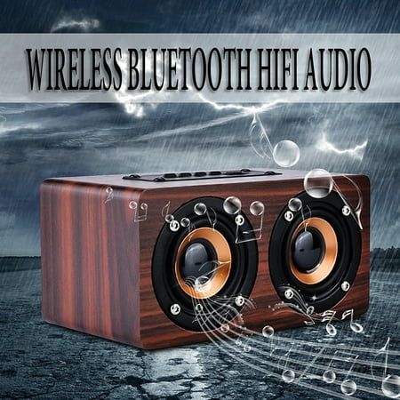 Wireless Bluetooth Speaker Retro Wooden Subwoofer HIFI Stereo Bass Dual Music Speakers Can use as Bible Aduio Player Dancing Outdoor Indoor Party Christmas