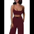 thumbnail image 3 of Conjuntos Casuales de Dos Piezas para Mujer, Camiseta Sin Mangas con Cuello en V y Cintura Elástica, Chándal de Verano con Bolsillo. Vino Tinto L, 3 of 8